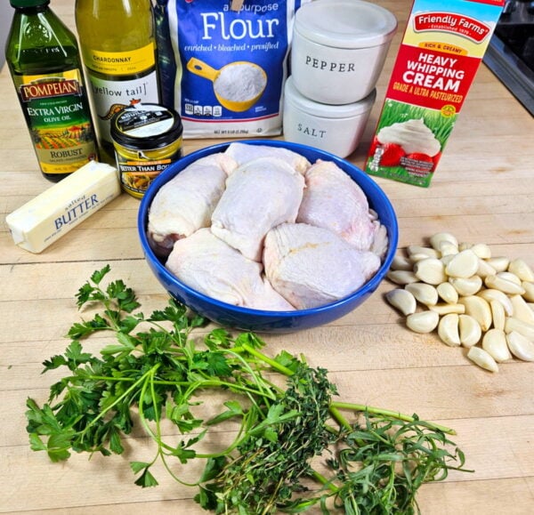 Recipe ingredients arranged on a counter.