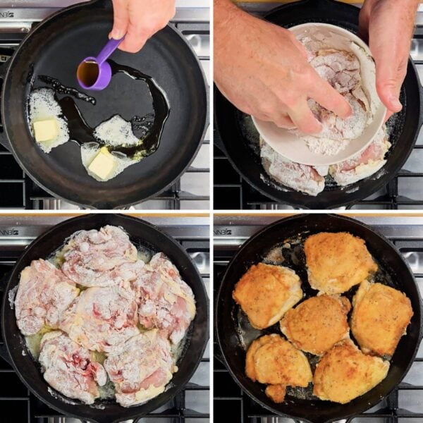 Browning the chicken thighs.