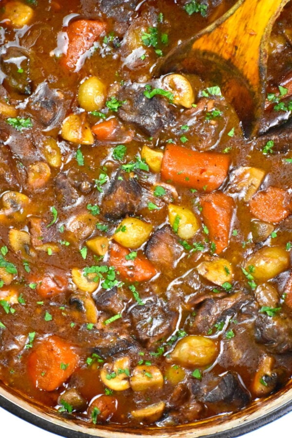 Close up shot of French beef stew.
