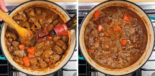 Pouring in red wine.