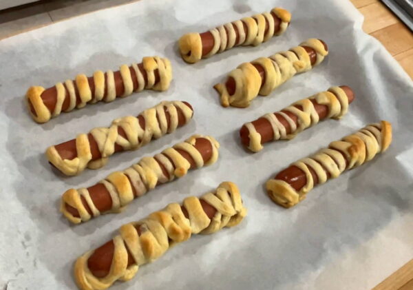 Baked mummy dogs.
